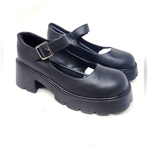 Black Size 7 Mary Jane Platform Shoes Chunky Grunge Retro Style Shoes